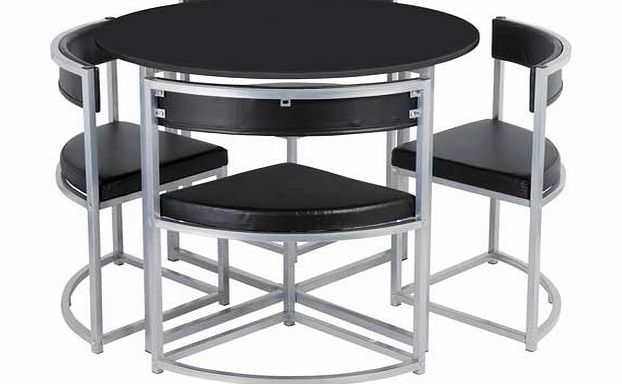 Milan Black Space Saver Table and 4 Black