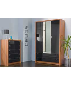 Hygena Misaki 3 Door 2 Drawer Wardrobe - Black