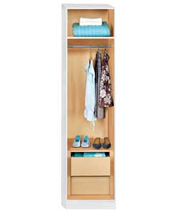 Modular 1 Door 2 Drw Wardrobe - White &