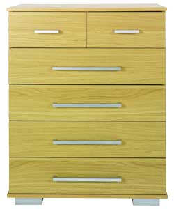 Hygena Ontario 4 Wide 2 Narrow Drawer Chest - Oak