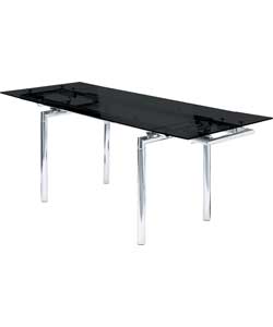 Savannah Black Glass Extending Dining Table