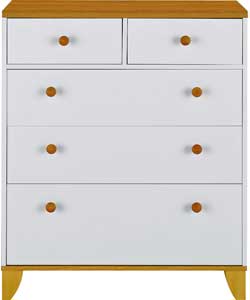 Shaker 3 + 2 Drawer Chest - Oak & White