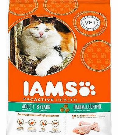 Iams Cat Food ProActive Health Hairball Rich in Succulent Roast Chicken 10 kg