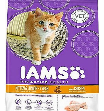 Iams Cat Food ProActive Health Kitten and Junior Rich In Succulent Roast Chicken 10 kg