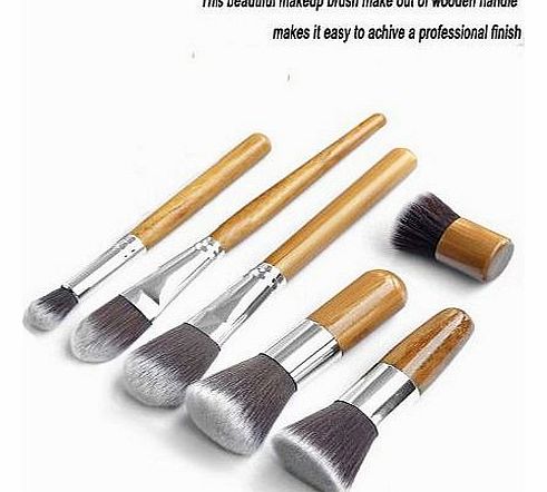 IB 6pc Piece Luxury Bamboo Wooden Make Up Brush Set For Eyes & Face- Eco Friendly