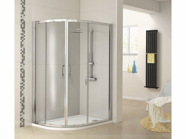 iBath 1000 x 800 mm Left Hand Offset Quadrant Glass Shower Enclosure and Tray Set