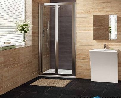 iBath 1000mm Designer Bi-Fold EasyClean Glass Shower Enclosure Cubicle Doors Set