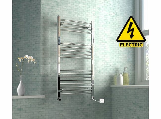 iBath 1200 x 600 mm Electric Curved Towel Rail Radiator Chrome Heated Ladder