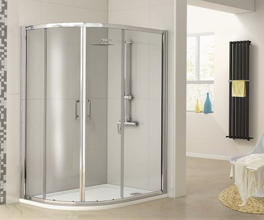 iBath 1200 x 800 mm Left Hand Offset Quadrant Glass Shower Enclosure and Tray Set