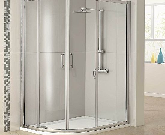 iBath 1200 x 900mm Offset Left Hand Quadrant Glass Shower Enclosure Cubicle   Tray Set