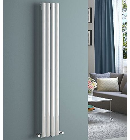 iBath 1600 x 240 mm White Vertical Oval Column Radiator Single Panel Designer Heater