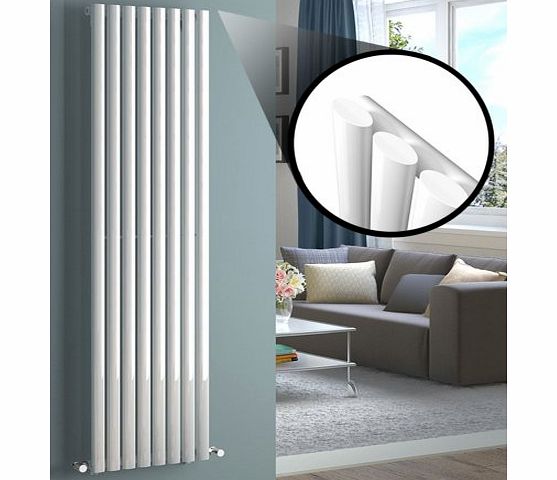 iBath 1800 x 480 mm Vertical Column Radiator White Oval Single Panel Designer Heater