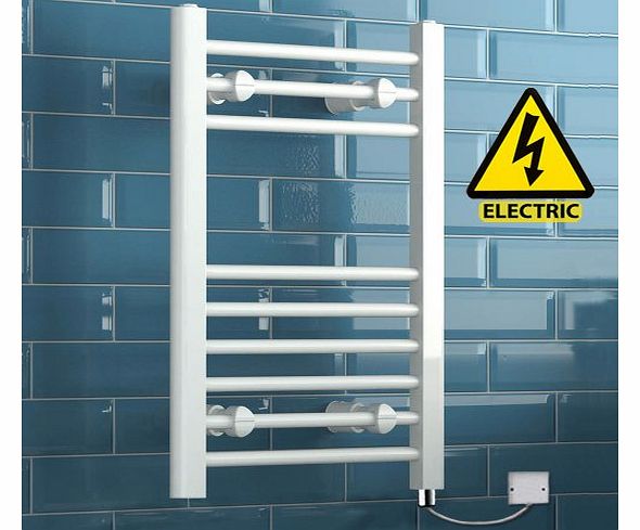 iBath 650 x 400 mm Electric Straight Towel Rail Radiator White Heated Ladder