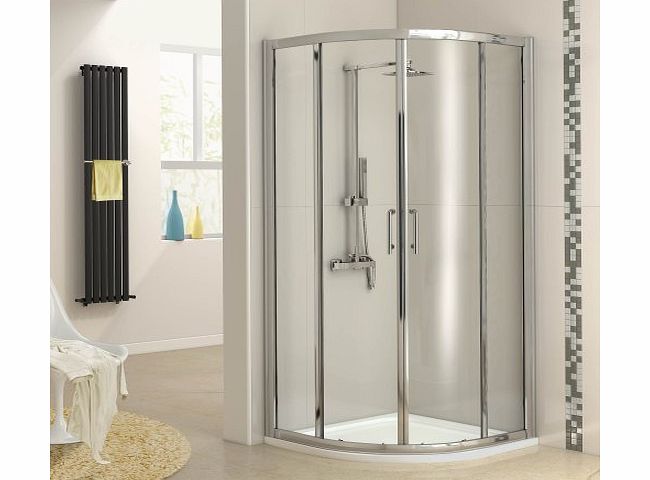 iBath 900 x 900 mm Modern Quadrant Glass Shower Enclosure with Tray   Free Waste