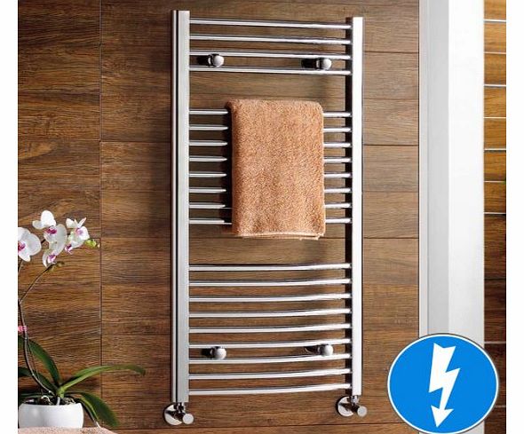 iBath Georgia Chrome Curved Electric Towel Rail Radiator - 1000x500mm