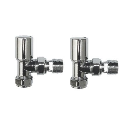 iBath Modern Angled Towel Radiator Valves with 15mm Connectio