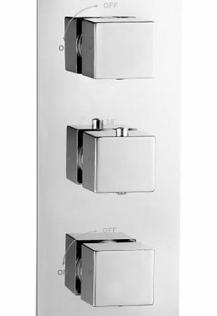 iBath Modern Thermostatic Mixer Shower Valve 2 Way Diverter Square Chrome Bathroom