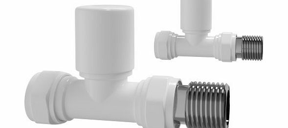 iBath Modern White Straight Towel Rail Radiator Valves