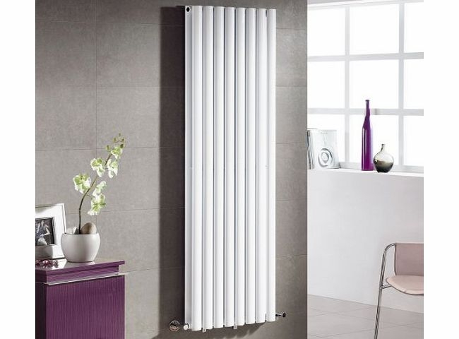 iBathUK 1600 x 480 mm Vertical Column Radiator White Oval Double Panel Designer Heater