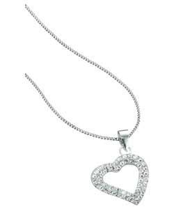 Ice Glitz Sterling Silver Crystal Heart Pendant
