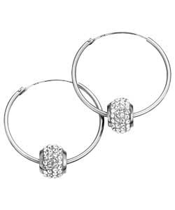 Ice Glitz Sterling Silver Hoop Earrings with Crystal Slider