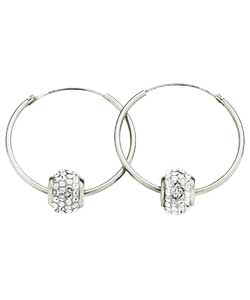 ice Glitz Sterling Silver Hoop with Crystal Slider Earrings