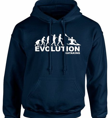 iClobber Kayaking Evolution Mens Hoodie Hoody Kayak Canoe Paddle - Large Adult - Navy Blue