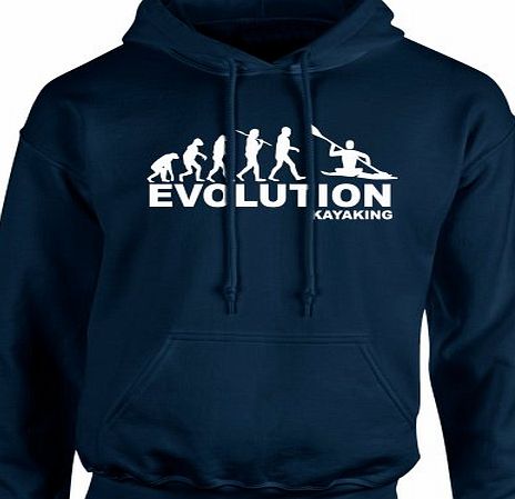 iClobber Kayaking Evolution Mens Hoodie Hoody Kayak Canoe Paddle - X Large Adult - Navy Blue