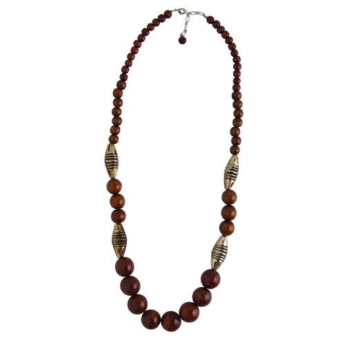 Icon Ladies Icon Bead Wood Necklace Gold