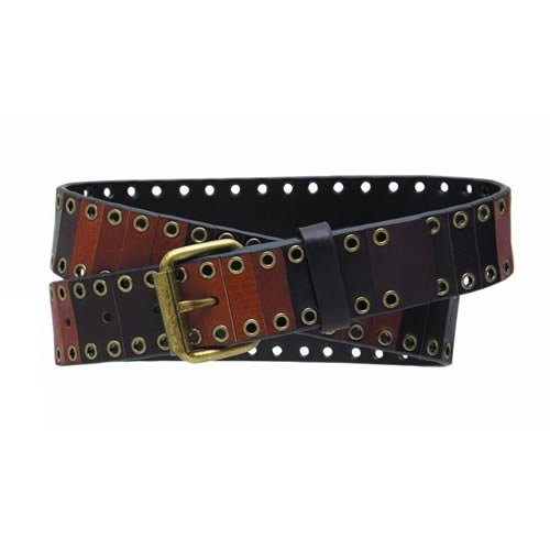 Mens Icon Two Tone Eyelet Belt Brown