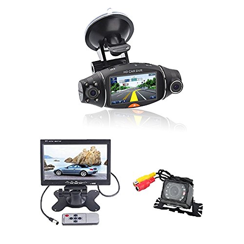 iCrown (TM) 2014 Car DVR 2.7`` TFT 270 Degree Rotating Dual Camera Lens HD Car DVR & GPS Module & S