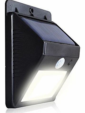 Bright White LED Solar Powered PIR Motion Sensor Wall Light Garden Security Shed