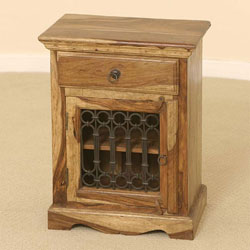 IFD Indian - Jali Bedside Cabinet (Sheesham Wood)