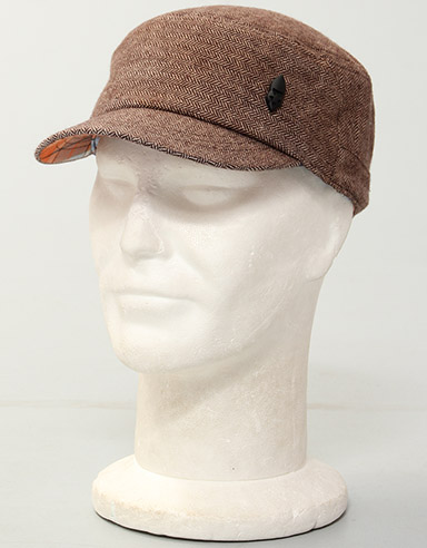 Herringbone Military Cap - Brown