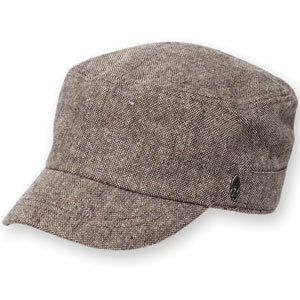 Tweed Comi Military cap - Brown Tweed