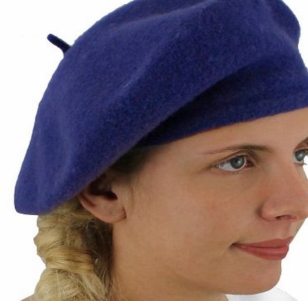 ILOVEFANCYDRESS ADULTS BERET FASHION ACCESSORY FRENCH STYLE HAT WOOL BLEND TRADITIONAL LOOK FRANCE CAP (BLUE)