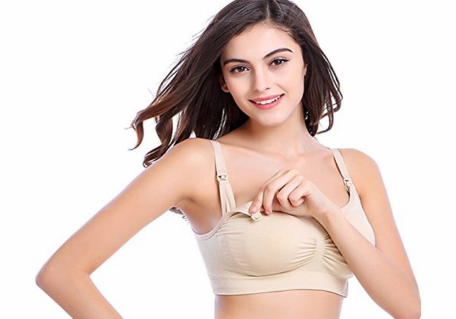 iLoveSIA T) Womens Seamless Breastfeeding Nursing Bra Beige Size M Fit 32CD 34BC 36AB