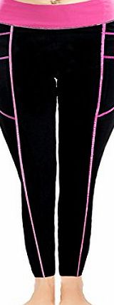 iLoveSIA T) Womens Tights YOGA Running Pants Exercise Active Leggings Black Rose M