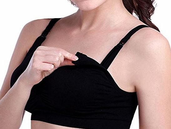 iLoveSIA Womens Seamless Breastfeeding Nursing Bra Black Size S Fit 30CD 32BC 34AB