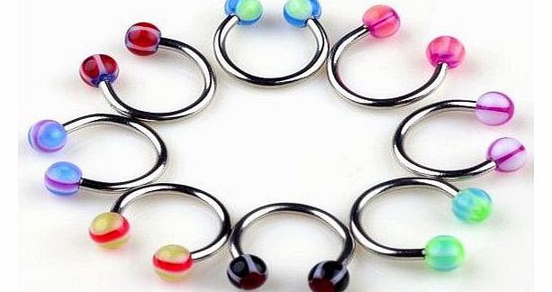 imixlot Belly Ring 18G Circulars Horseshoes Eyebrow Rings Navel Body Piercing (pack of 30)