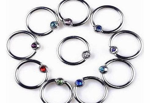 Eyebrow Lip Hoop Nose Ring Steel Body Jewelry (pack of 10)