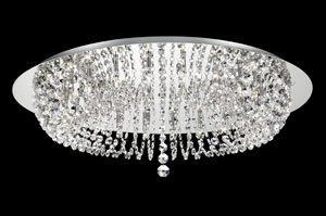 Flush Modern Chrome Ceiling Light With Strass Lead Crystal