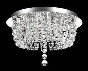 Flush Modern Strass Lead Crystal And Chrome Circular Ceiling Light