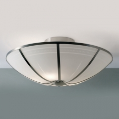 Lyon Large Satin Nickel Semi Flush Ceiling Light