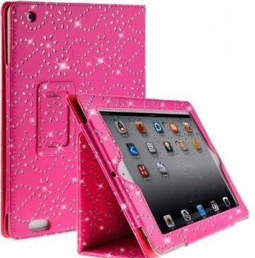 Imported Gadgets Diamond Bling Sparkly Gem Glitter Leather Flip Case Cover Pouch For Apple Ipad 2nd / 3rd / 4th Gener