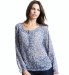 Indigo Collection Scoop Neck Floral Print Blouse
