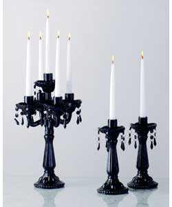 Black Glass Candelabra