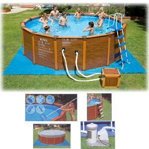 INTEX 16 8 x 49 Sequoia Spirit Wood Grain Frame Pool