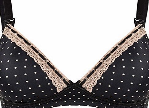 Intimate Portal Womens Chic to Chic Non-wired Clip Down Nursing Bra Black Dots 36D