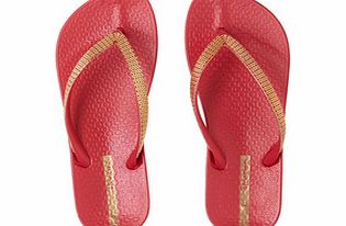 Womens Metallic II red flip flops